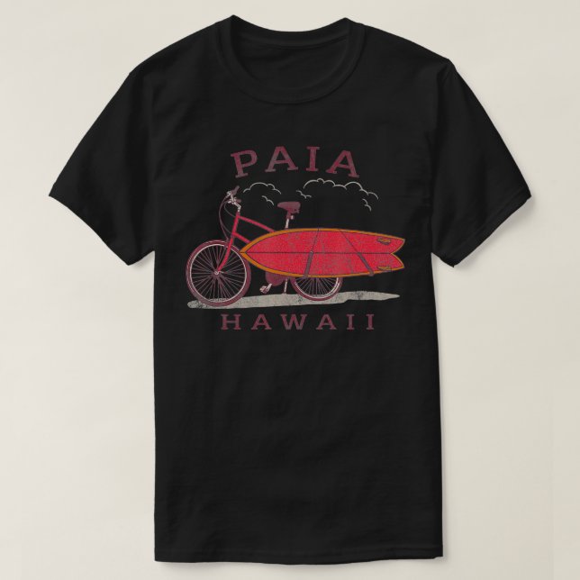 Retro Paia Hawaii Surfing Fan Surfboard Bicycle Ar T-Shirt (Design Front)