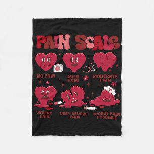 Retro Pain Scale Heart Trauma Nurse Valentine's Da Fleece Blanket