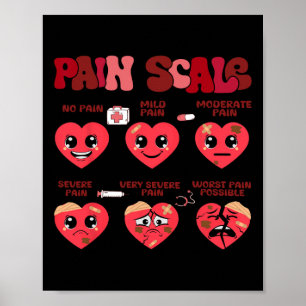 Retro Pain Scale Heart Trauma Nurse Valentine's Da Poster