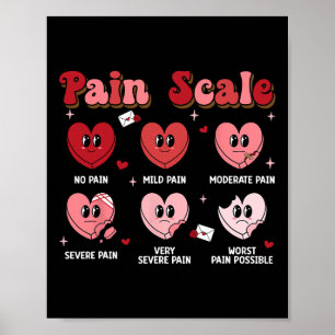 Retro Pain Scale Heart Trauma Nurse Valentine's Da Poster