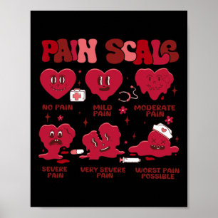 Retro Pain Scale Heart Trauma Nurse Valentine's Da Poster