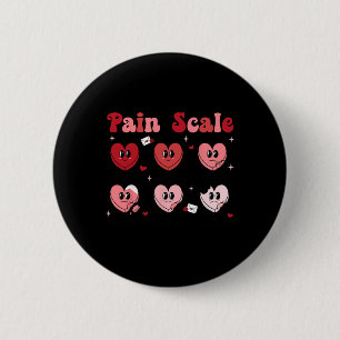 Retro Pain Scale Heart Trauma Nurse Valentines Day 6 Cm Round Badge