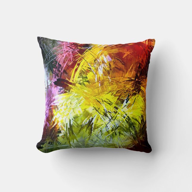 Retro Paint Abstract Plush Throw Pillow (Front)