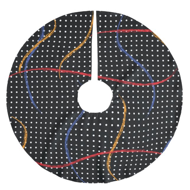 Retro Paint Splatter and Dots Brushed Polyester Tree Skirt (Front)