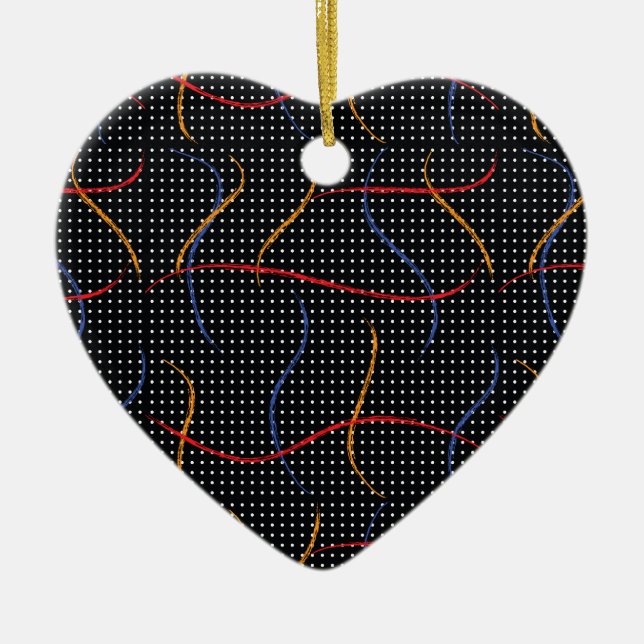 Retro Paint Splatter and Dots Ceramic Ornament (Front)