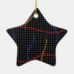 Retro Paint Splatter and Dots Ceramic Ornament