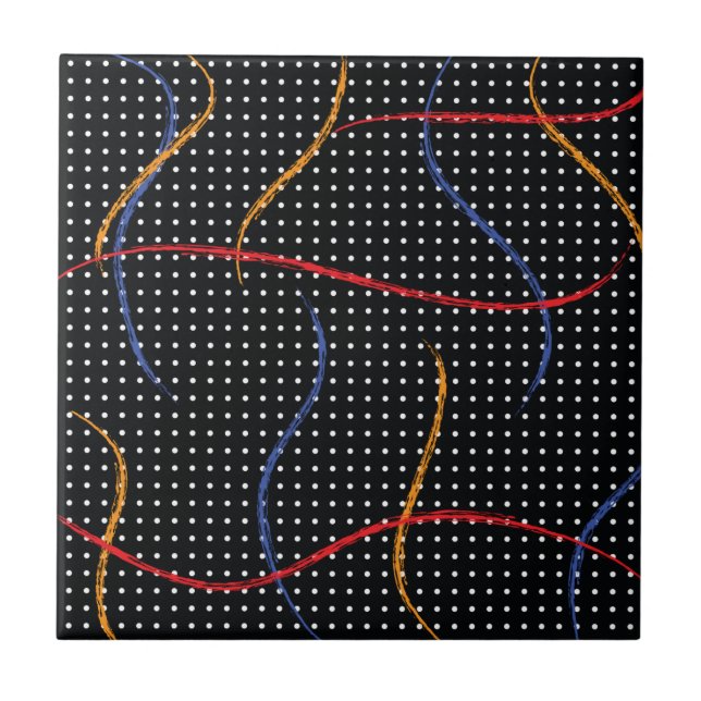 Retro Paint Splatter and Dots Ceramic Tile (Front)