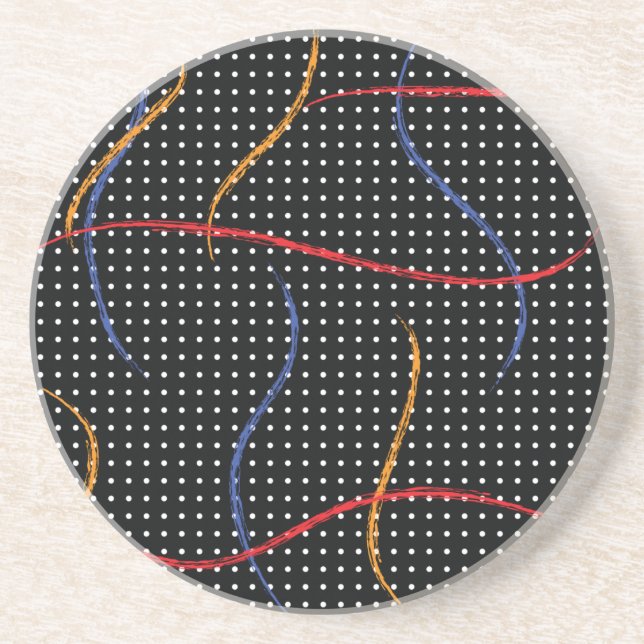 Retro Paint Splatter and Dots Coaster (Front)