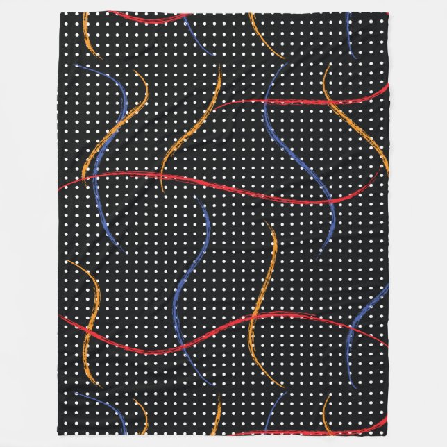Retro Paint Splatter and Dots Fleece Blanket (Front)