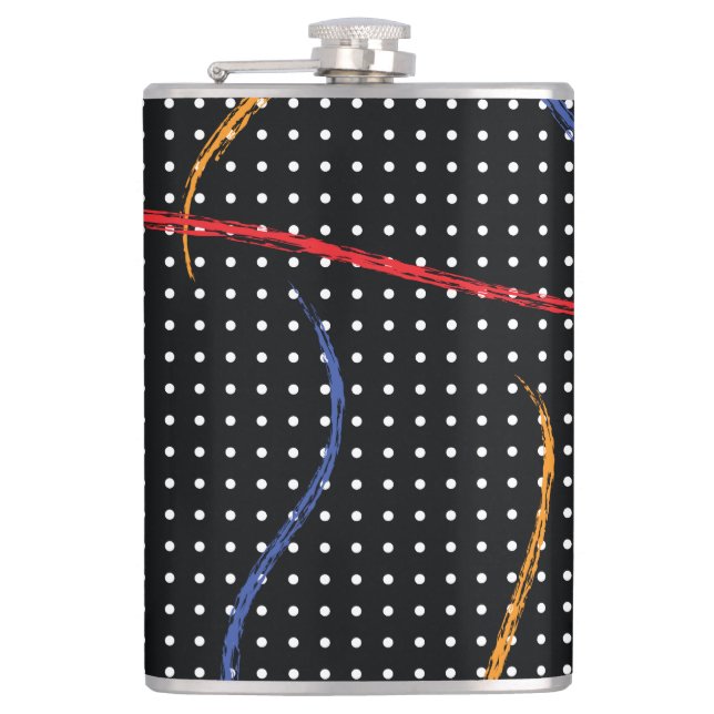 Retro Paint Splatter and Dots Hip Flask (Front)