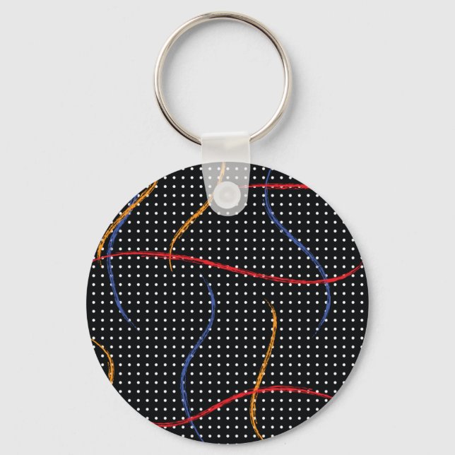 Retro Paint Splatter and Dots Key Ring (Front)
