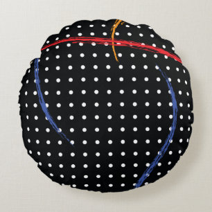 Retro Paint Splatter and Dots Round Cushion