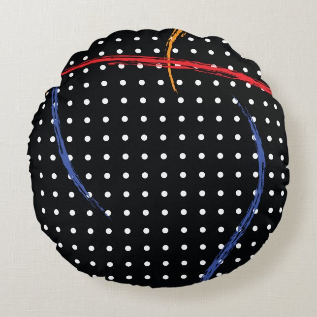 Retro Paint Splatter and Dots Round Cushion (Front)