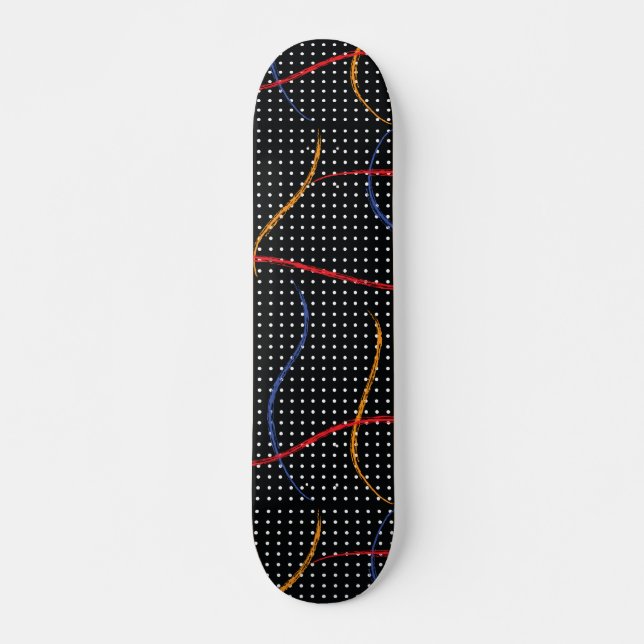 Retro Paint Splatter and Dots Skateboard (Front)
