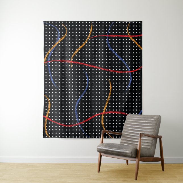 Retro Paint Splatter and Dots Tapestry (In Situ)