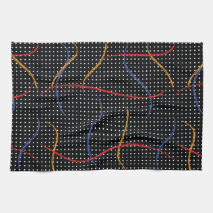 Retro Paint Splatter and Dots Tea Towel