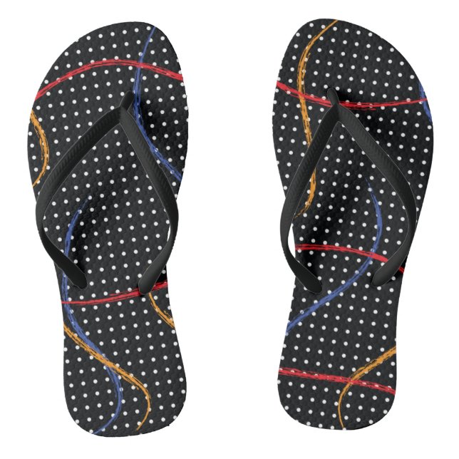 Retro Paint Splatter and Dots Thongs (Footbed)