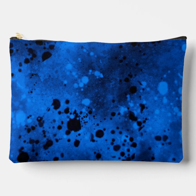Retro Paint Splatter Effect Blue & Black  Accessory Pouch (Front)