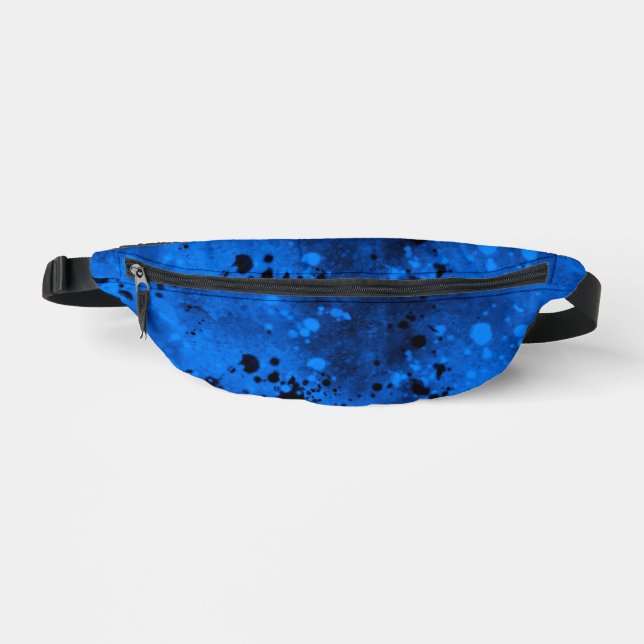 Retro Paint Splatter Effect Blue & Black  Bum Bags (Front)