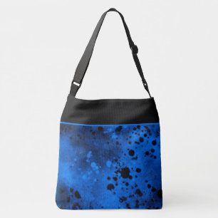 Retro Paint Splatter Effect Blue & Black  Crossbody Bag