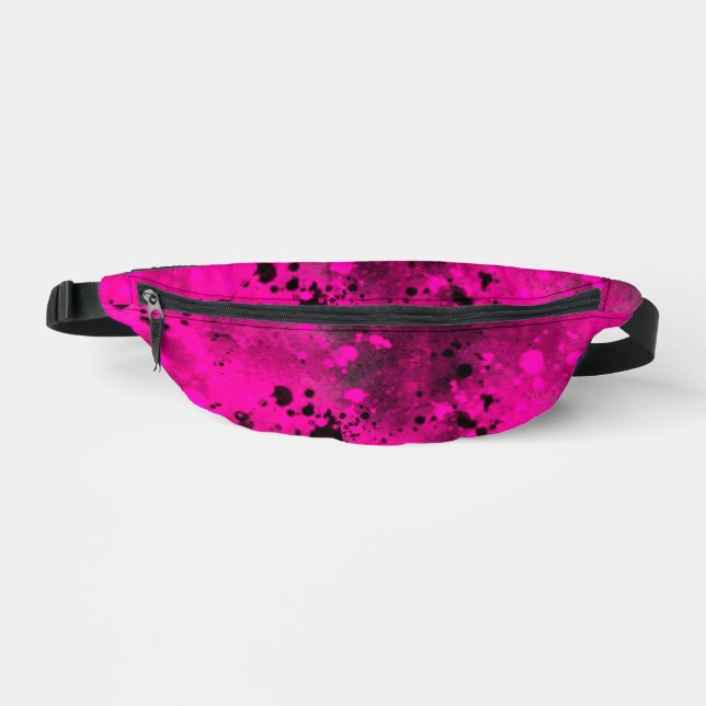 Retro Paint Splatter Effect Pink & Black  Bum Bags (Front)