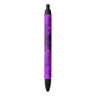 Retro Paint Splatter Effect Purple & Black Black Ink Pen