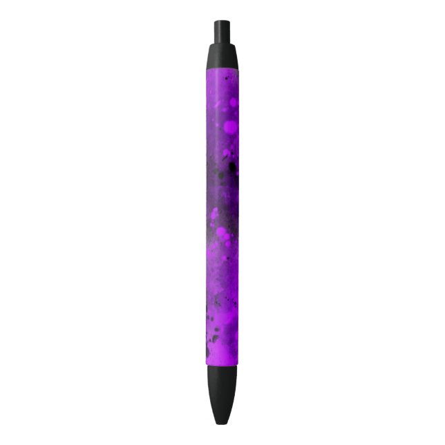 Retro Paint Splatter Effect Purple & Black  Ink Pen (Front Vertical)