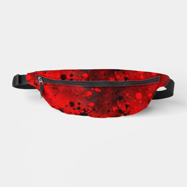 Retro Paint Splatter Effect Red & Black  Bum Bags (Front)
