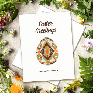 Retro Painted Easter Egg Holiday Postcard