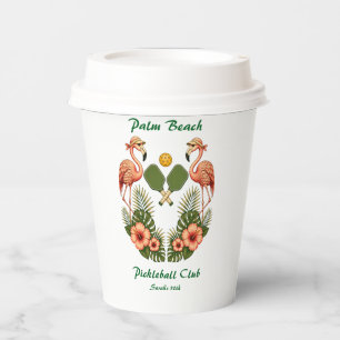 Retro Palm Beach Pickleball Birthday Custom Paper Cups