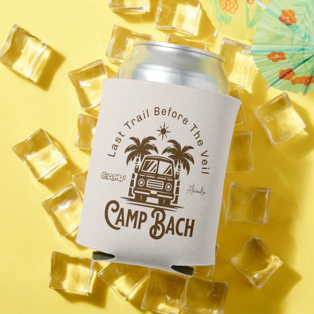 Retro Palm Camper – Boho Bachelorette Weekend Can Cooler (In Situ Summer)