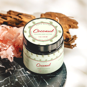 Retro Palm Leaves Retro Circle Cosmetics Jar Label