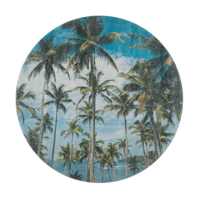 Retro Palm Ocean Silhouette Cutting Board (Front)
