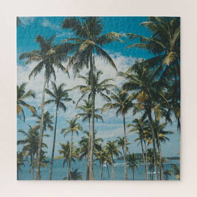Retro Palm Ocean Silhouette Jigsaw Puzzle (Vertical)