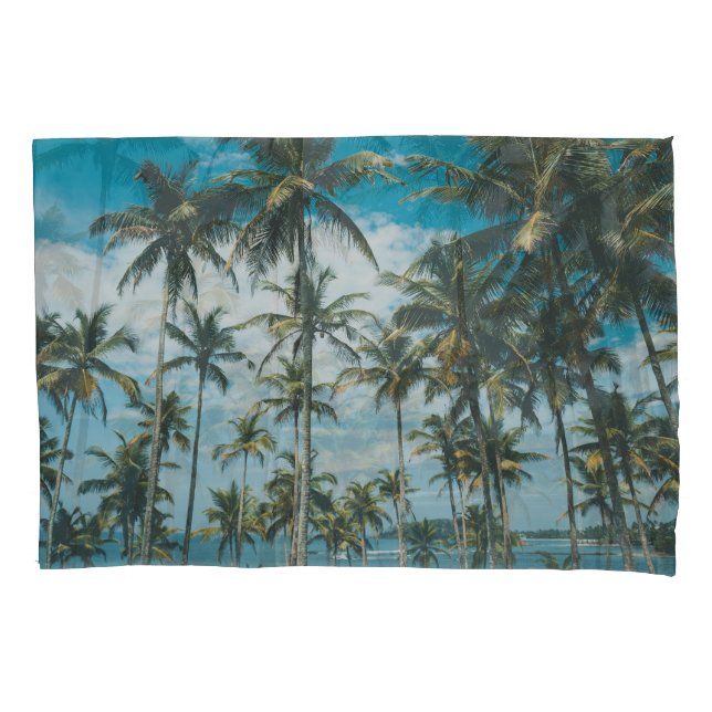 Retro Palm Ocean Silhouette Pillowcase (Front)
