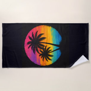Retro Palm Paradise – Vintage Summer Vibes Beach Towel