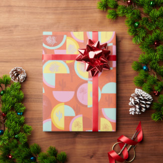 Retro Palm Springs Cactus Gift Wrap Paper