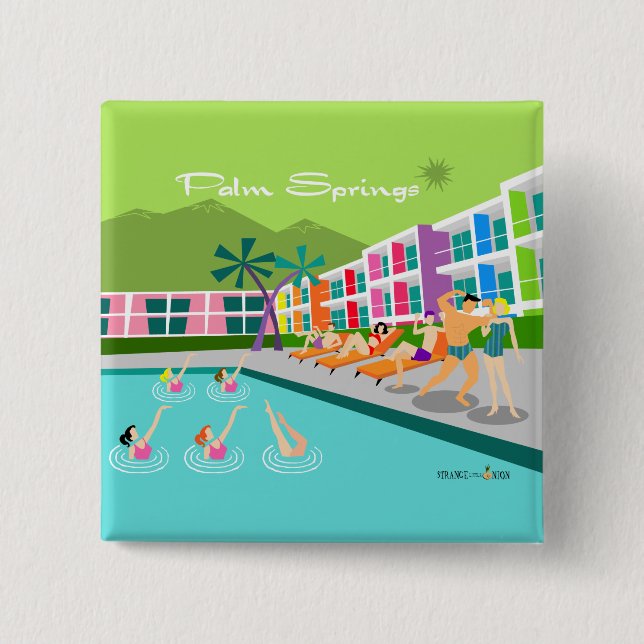 Retro Palm Springs Hotel Button (Front)