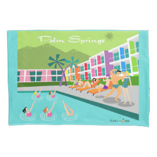 Retro Palm Springs Hotel Pillowcase