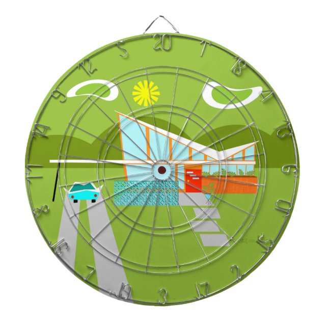 Retro Palm Springs House Dart Board (Front)