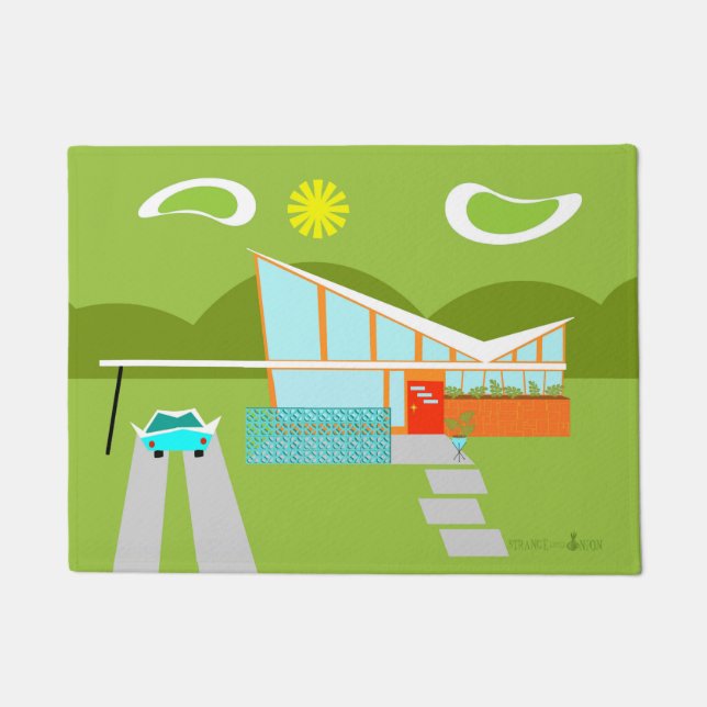 Retro Palm Springs House Door Mat (Front)