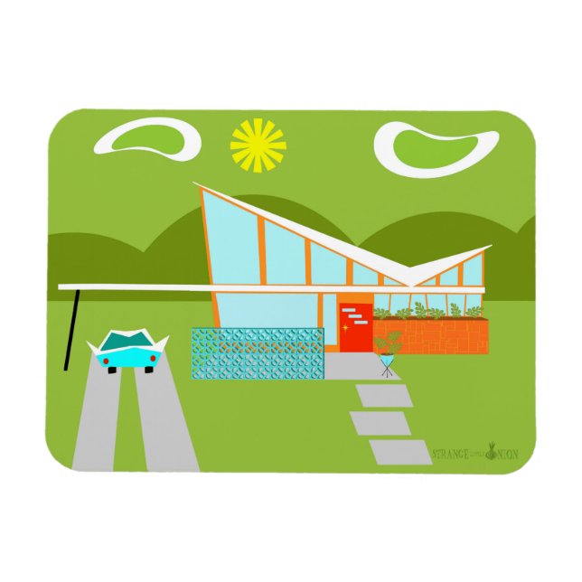 Retro Palm Springs House Flexible Magnet (Horizontal)