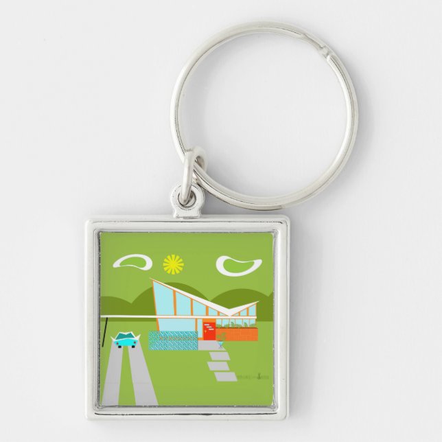 Retro Palm Springs House Keychain (Front)
