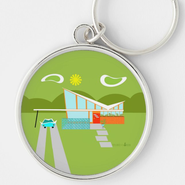 Retro Palm Springs House Keychain (Front)