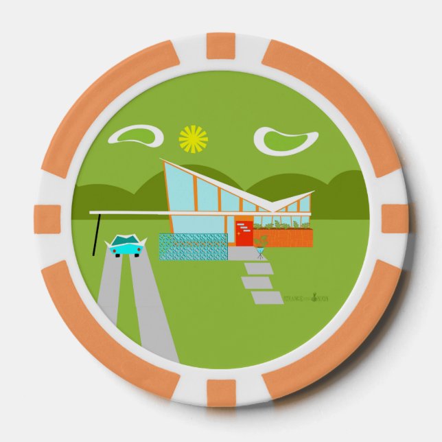 Retro Palm Springs House Poker Chips (Front)