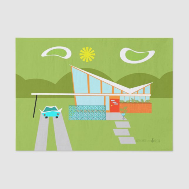 Retro Palm Springs House Tissue Paper (Front)