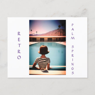 Retro Palm Springs Poolside Post Card Personalise