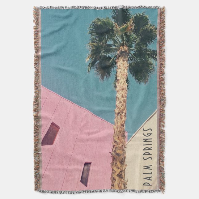 Retro Palm Springs Throw Blanket (Front Vertical)