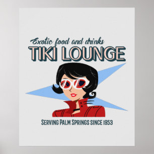 Retro Palm Springs Tiki Lounge Print on Brown