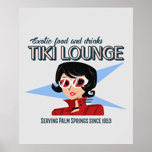 Retro Palm Springs Tiki Lounge Print on Brown (Front)
